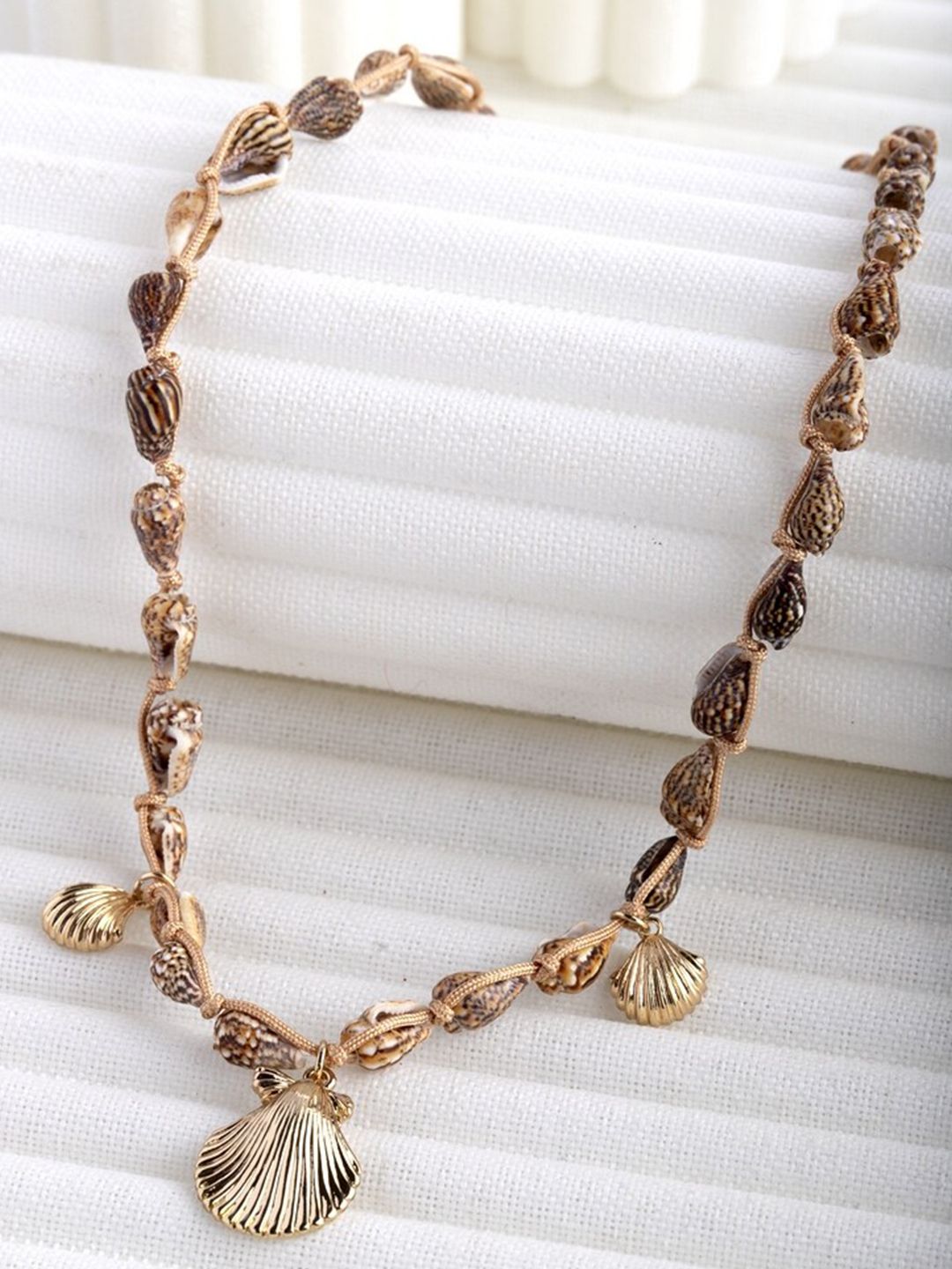 Wild & Free Brown& Gold-Plated Shell Charms Necklace Price in India