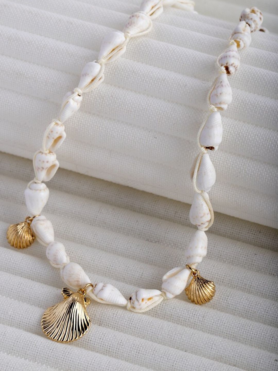 Wild & Free Women Gold-Plated & White Shell Charms Necklace Price in India