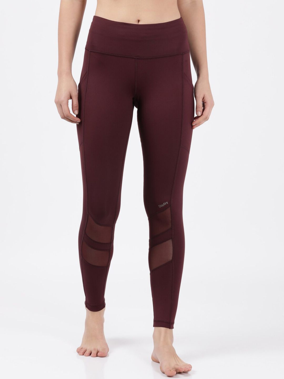 Jockey Women Burgundy Solid Rapid-Dry Anti-Microbial Lounge Pants with Breathable Mesh Price in India