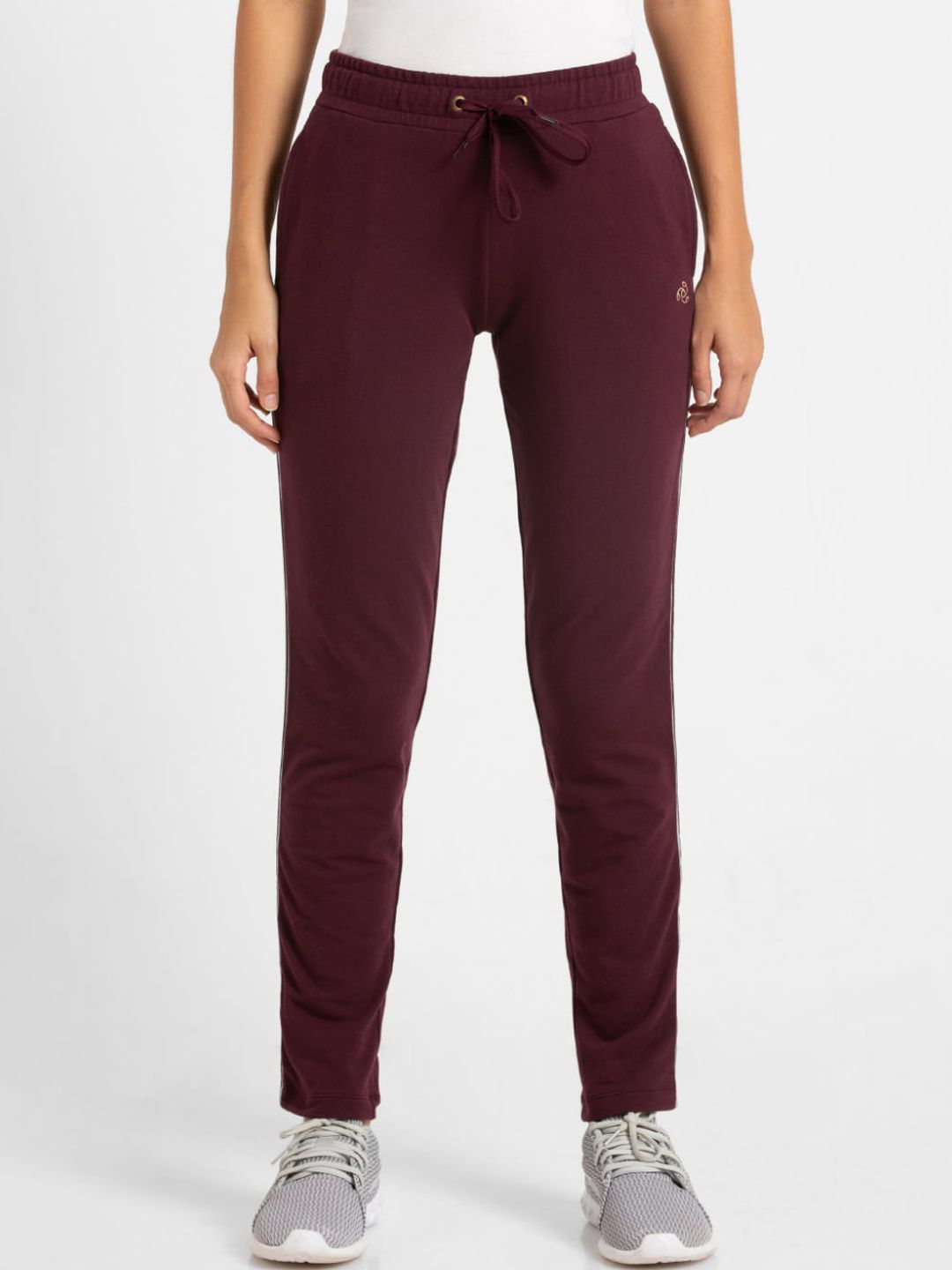 Jockey Women Purple Solid Pure Cotton Track Pant Price in India