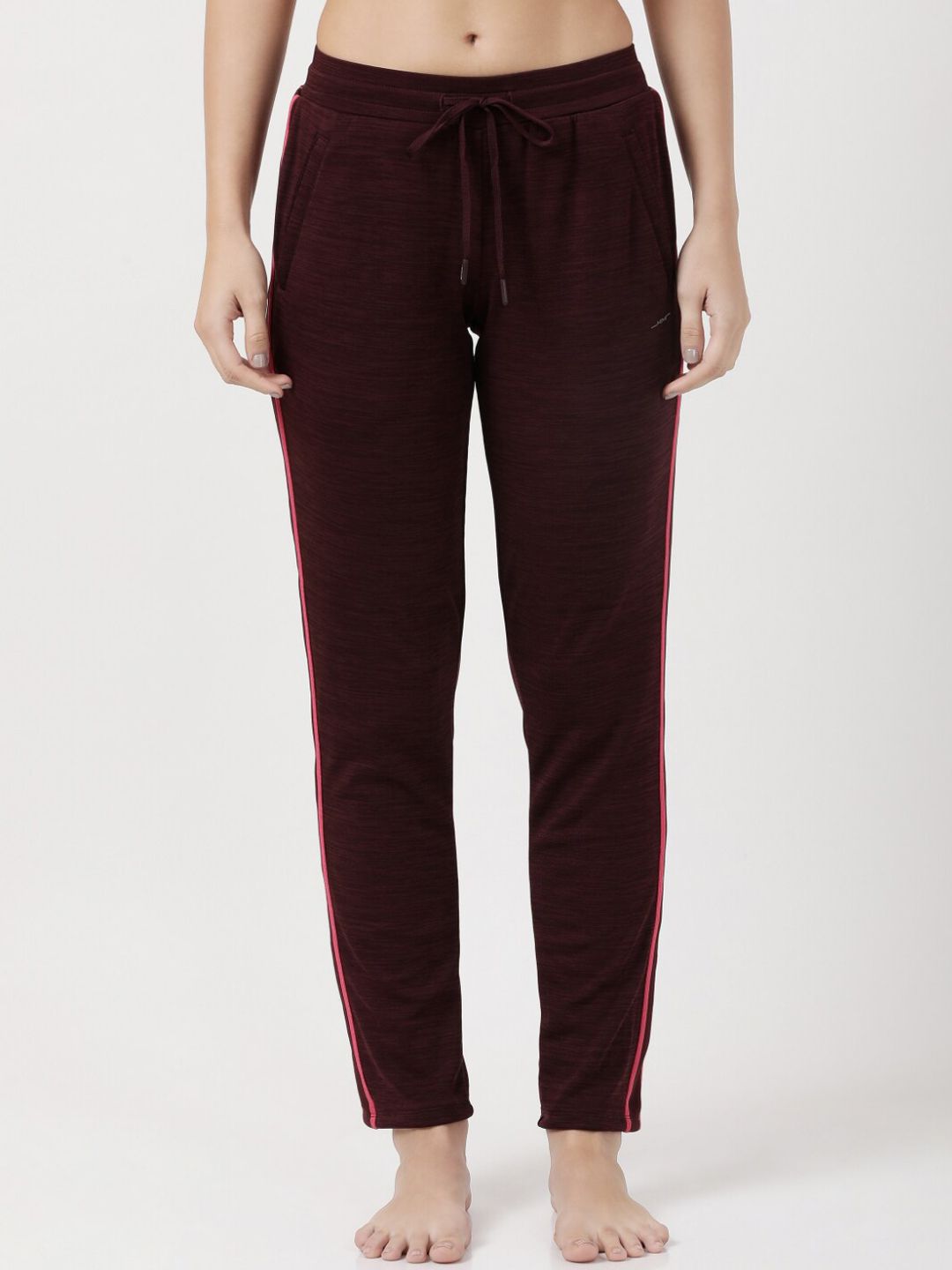Jockey Women Burgundy Solid Antimicrobial Joggers Price in India