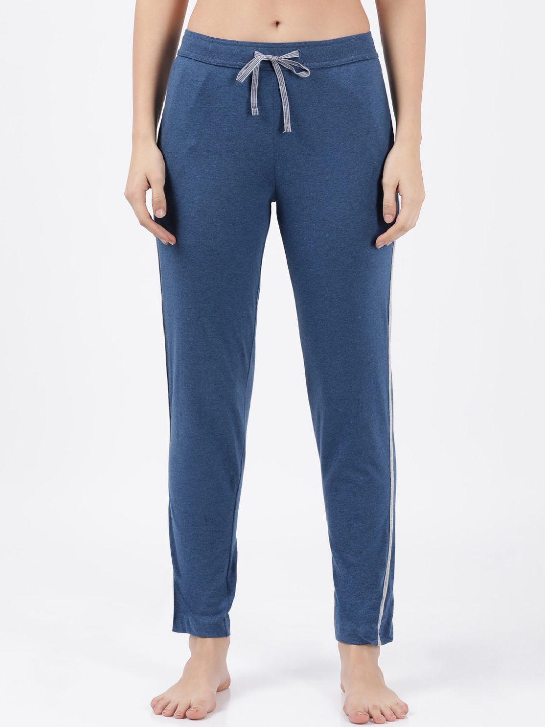 Jockey Women Blue Solid Relaxed-Fit Lounge Pants Price in India