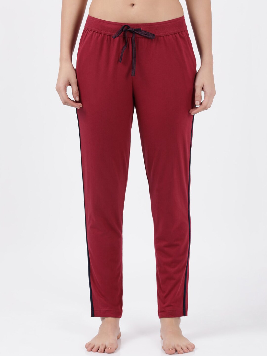 Jockey Women Pink Solid Pure Cotton Lounge Pants Price in India