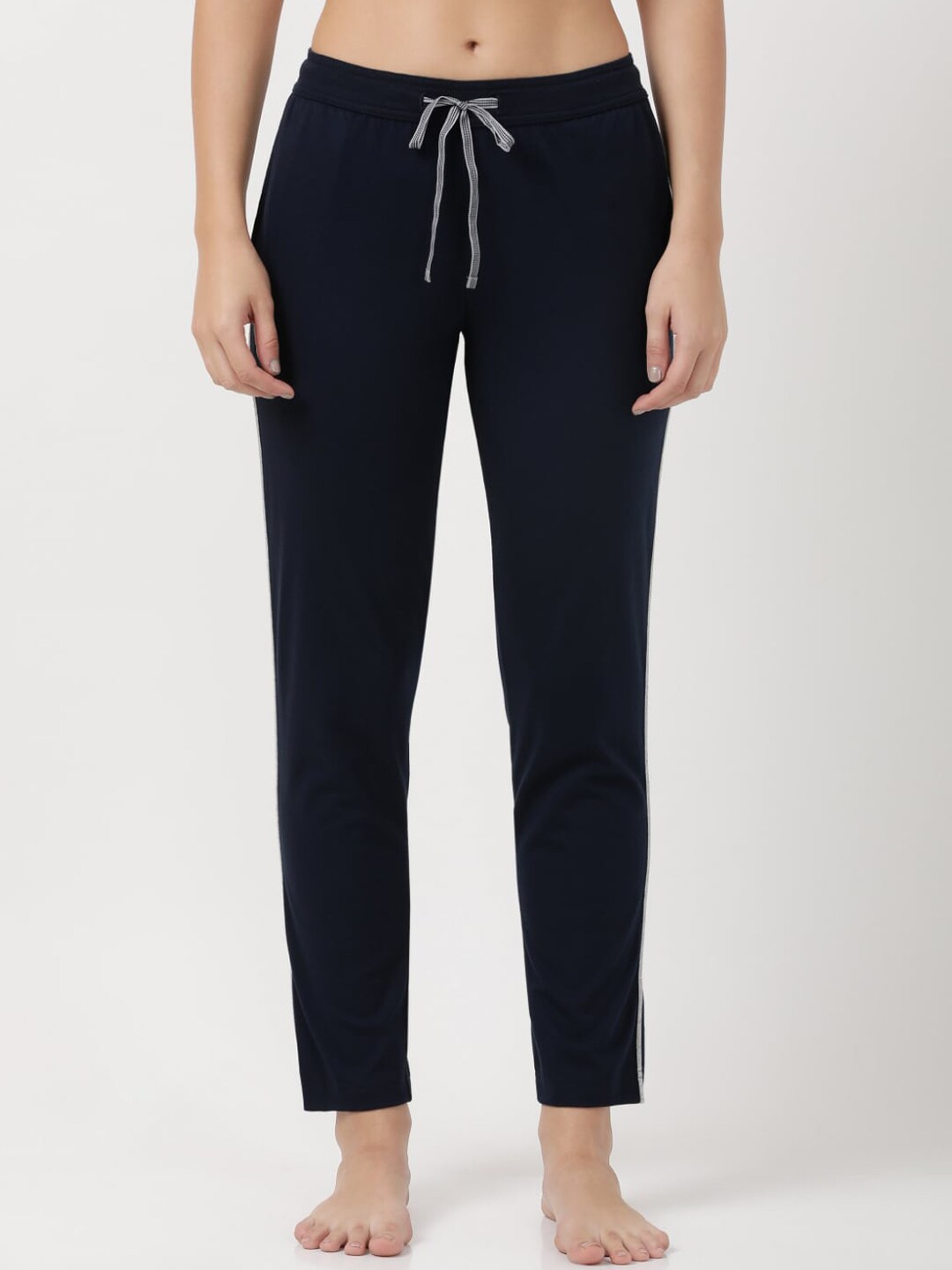 Jockey Women Navy Blue Solid Relaxed-Fit Lounge Pants Price in India