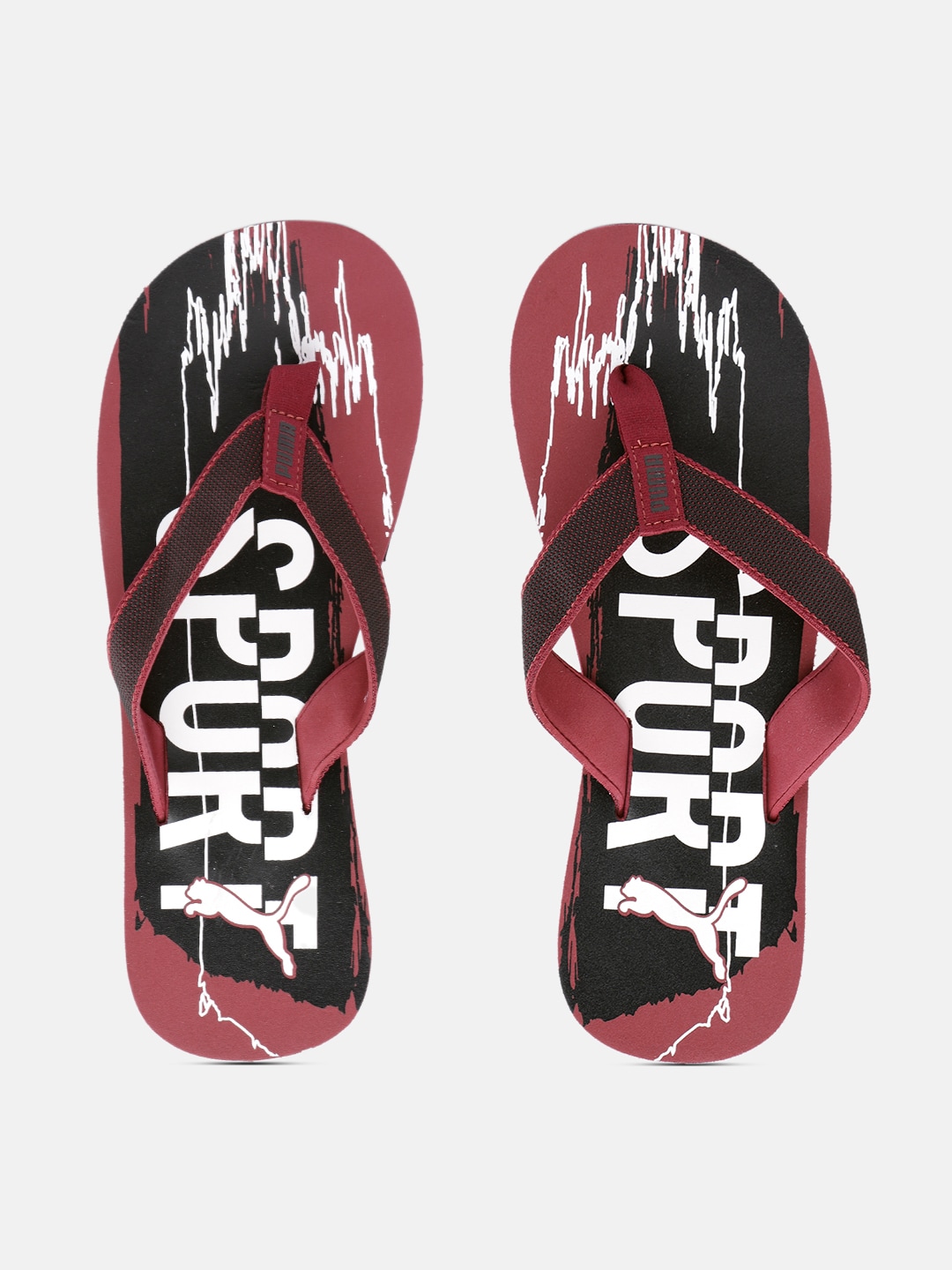 Puma Unisex Red & Black Printed Rubber Thong Flip-Flops Price in India