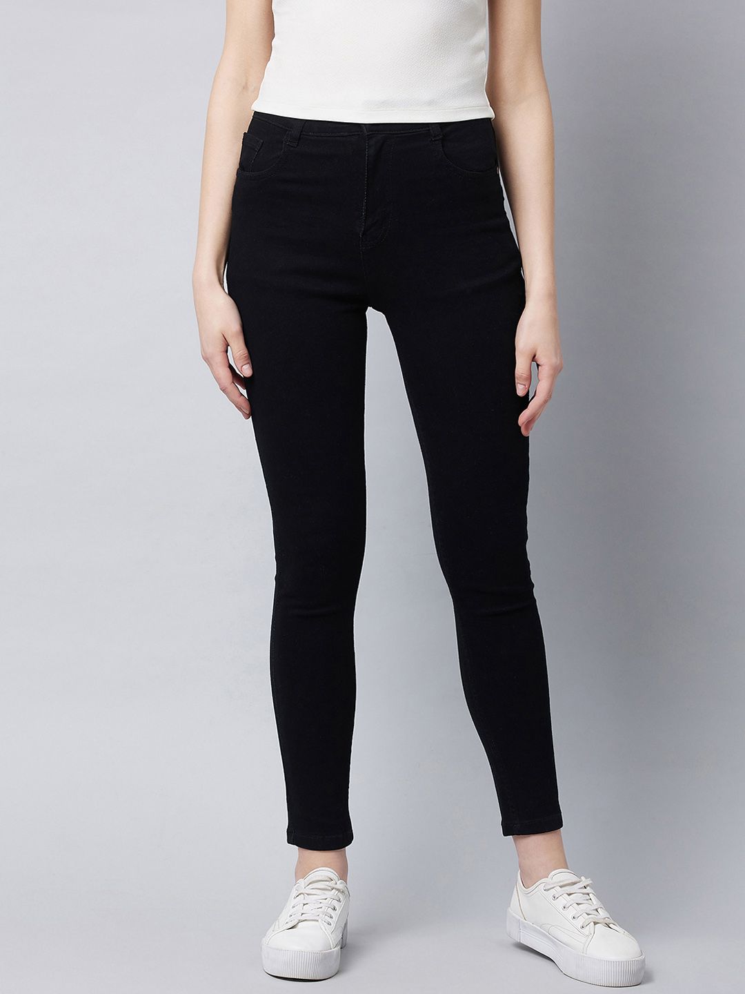 DOLCE CRUDO Women Black Skinny Fit High-Rise Jeans Price in India