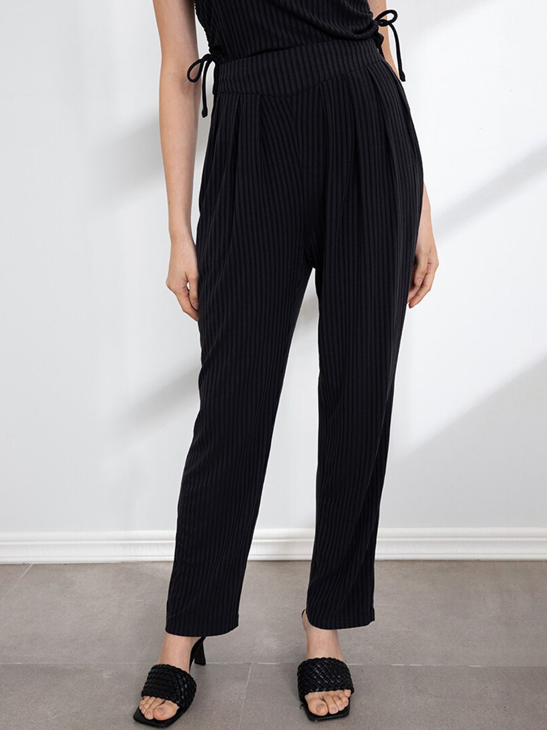 ORIGIN BY ZALORA Women Black Striped Lounge Pants Price in India