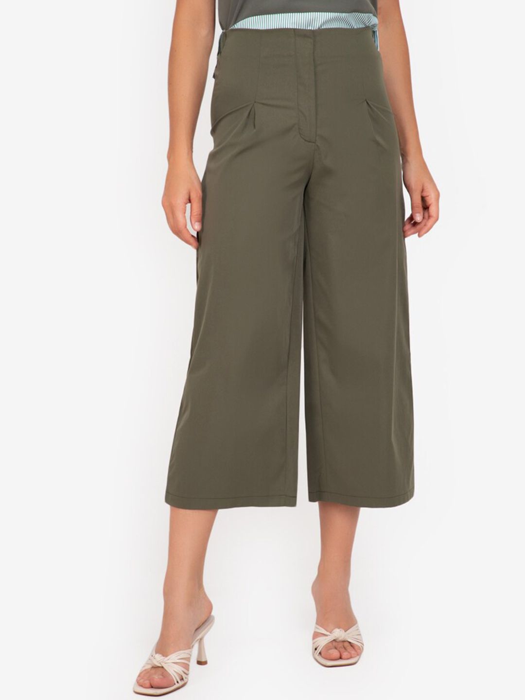 ZALORA WORK Women Olive Green Solid Lounge Pants Price in India