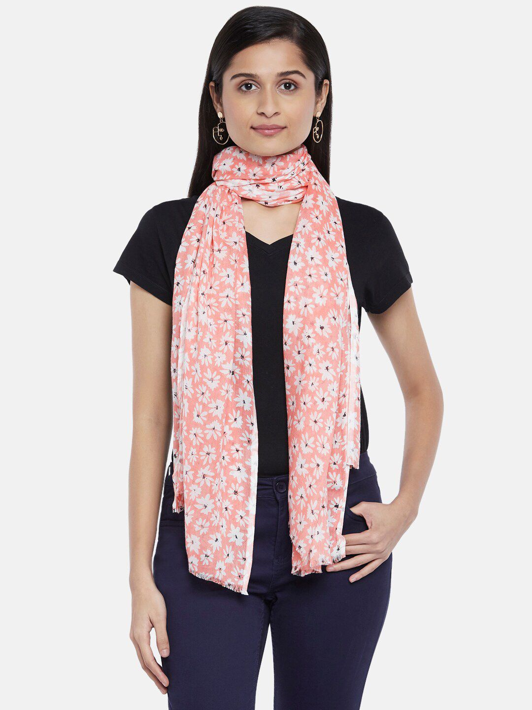 Honey by Pantaloons Women Pink & White Printed Scarf Price in India