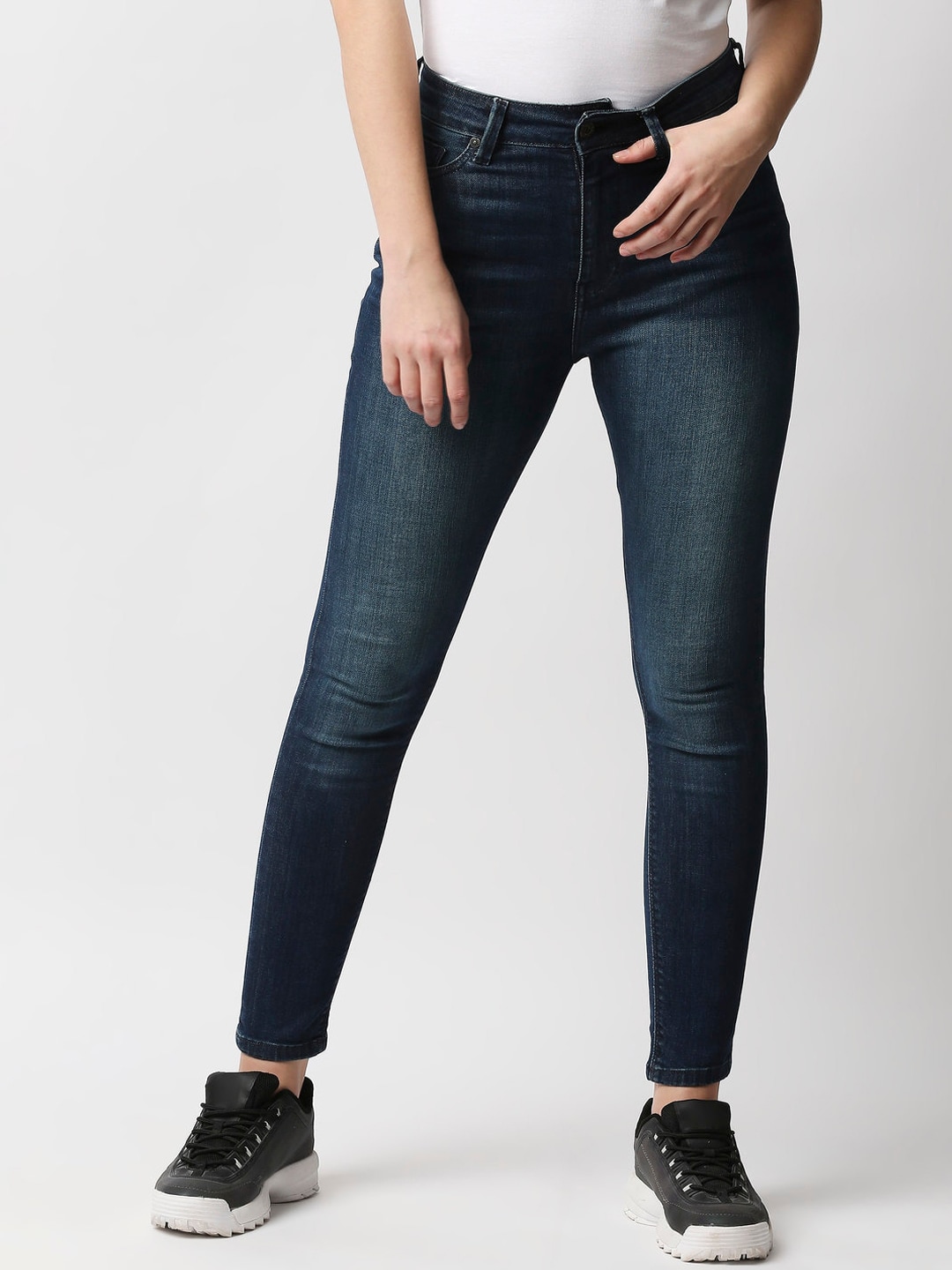 Pepe Jeans Women Blue Skinny Fit High-Rise Light Fade Stretchable Jeans Price in India