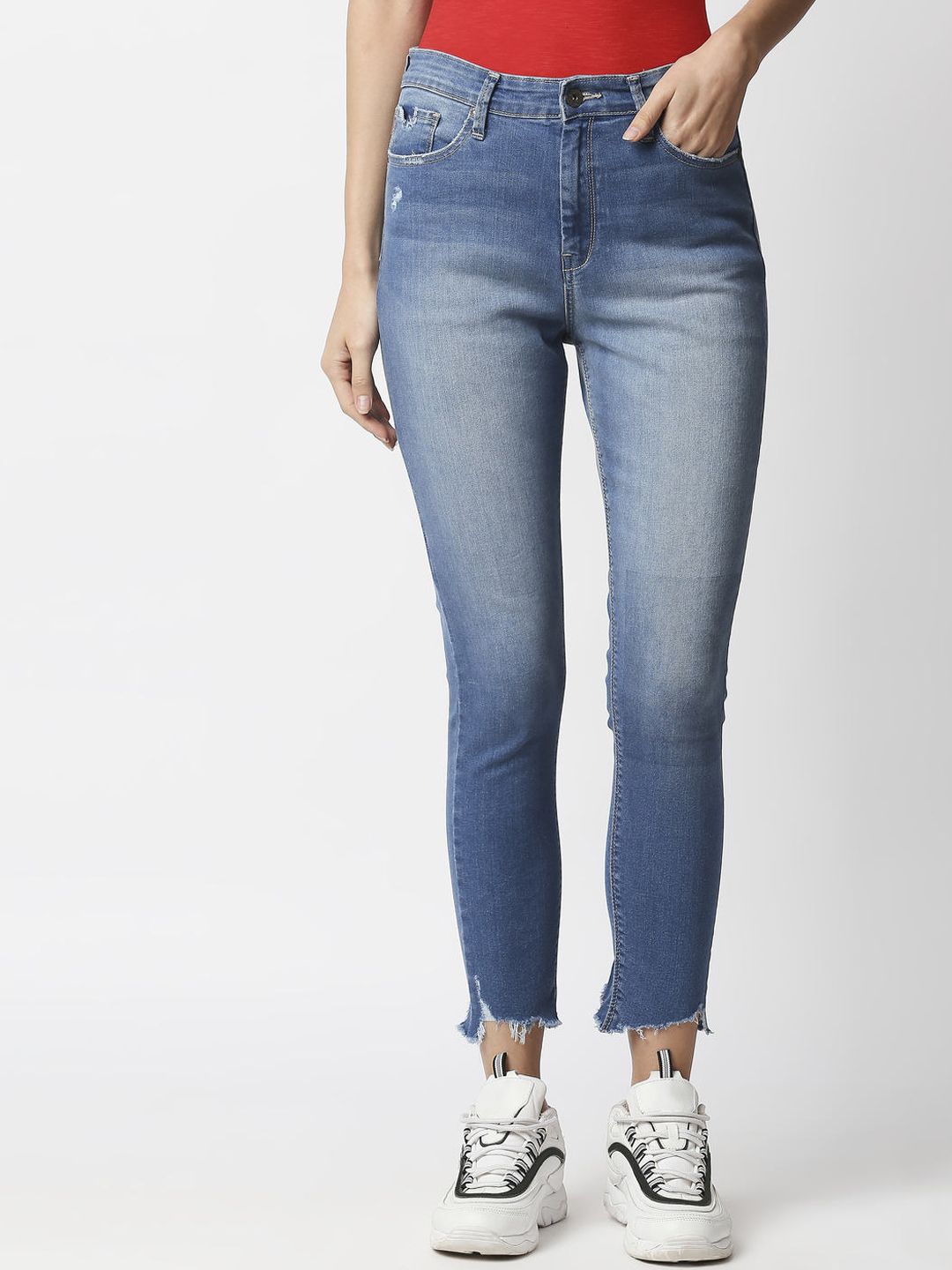 Pepe Jeans Women Blue Skinny Fit High-Rise Heavy Fade Stretchable Jeans Price in India