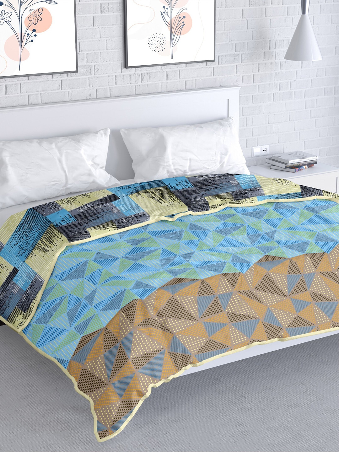 MAYFAIR HOMES LONDON Blue & Brown Geometric AC Room Reversible 100 GSM Double Bed Dohar Price in India