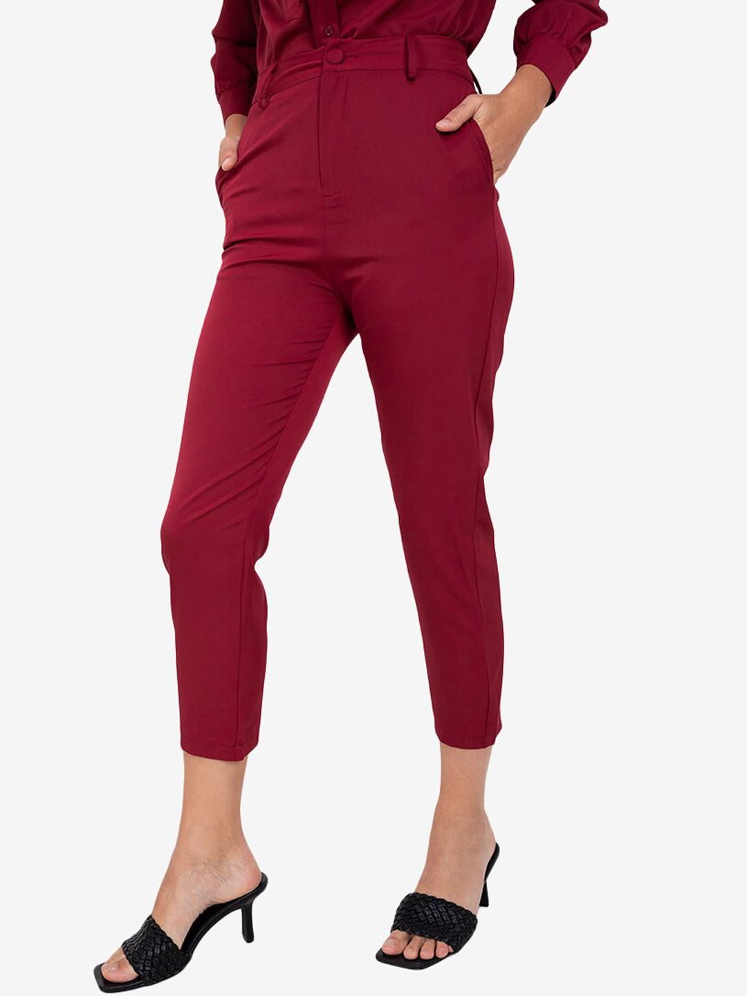 ZALORA WORK Women Red Solid Trousers Price in India