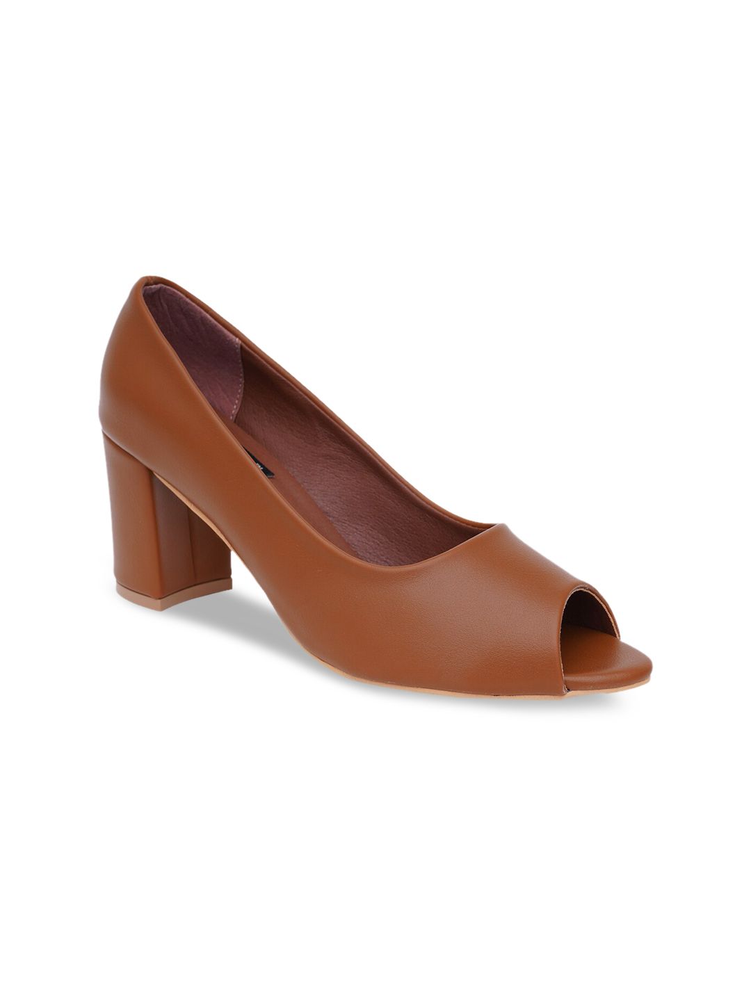 Sherrif Shoes Brown Block Peep Toes Price in India