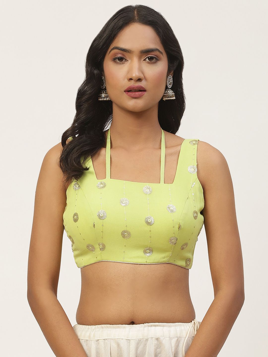 NDS Niharikaa Designer Studio Women Yellow Sequinned Padded Stylish Blouse Price in India
