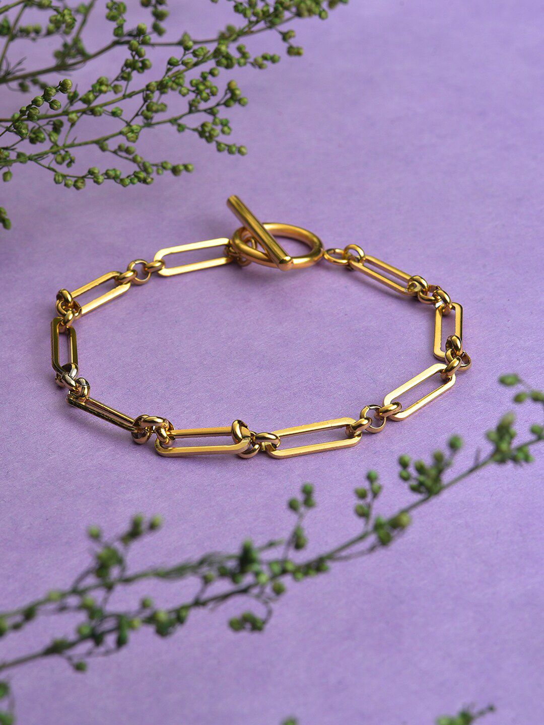 SOHI Women Gold-Toned Brass Gold-Plated Link Bracelet Price in India