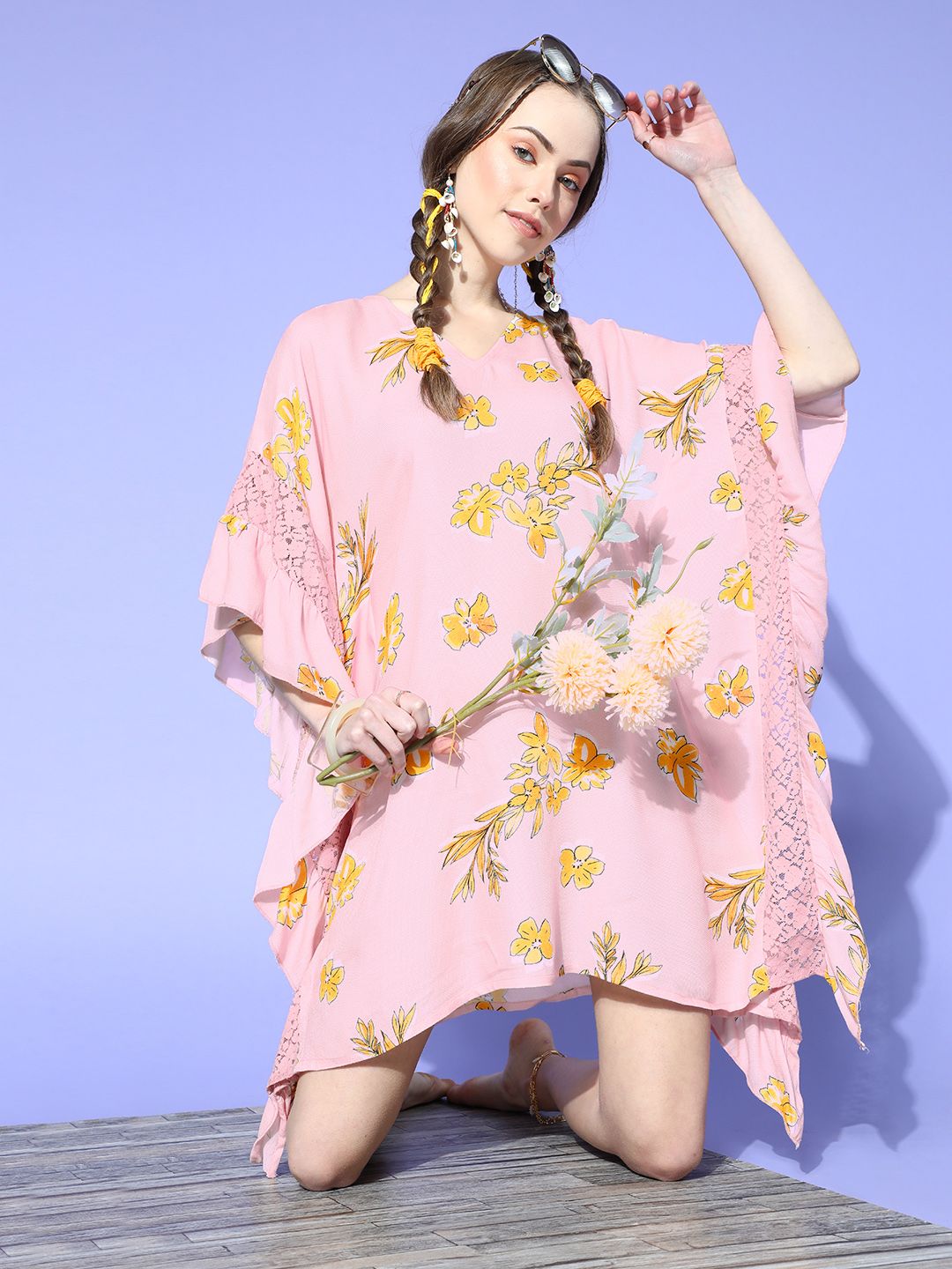 The Kaftan Company Women Pretty Pink Printed New Age Kaftan Swimwear Price in India