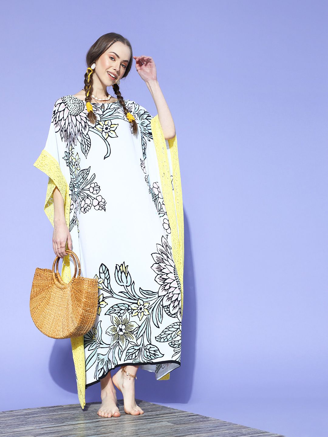 The Kaftan Company Women Stunning Blue Printed New Age Kaftan Swimwear Price in India