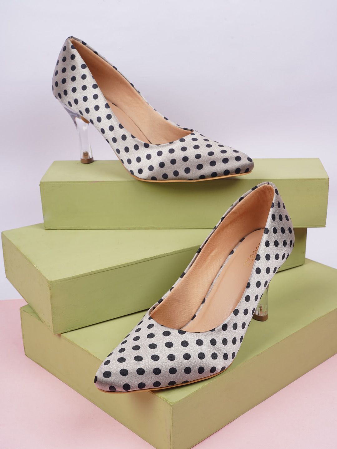 Rubeezz Grey & Black Printed Party Pumps Price in India