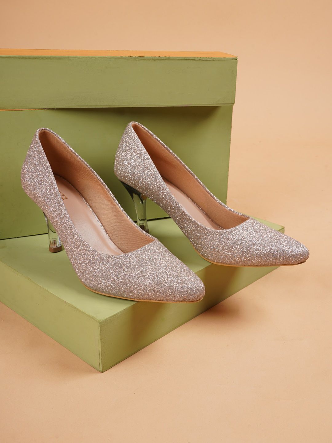 Rubeezz Women Rose Gold Party Kitten Pumps Price in India