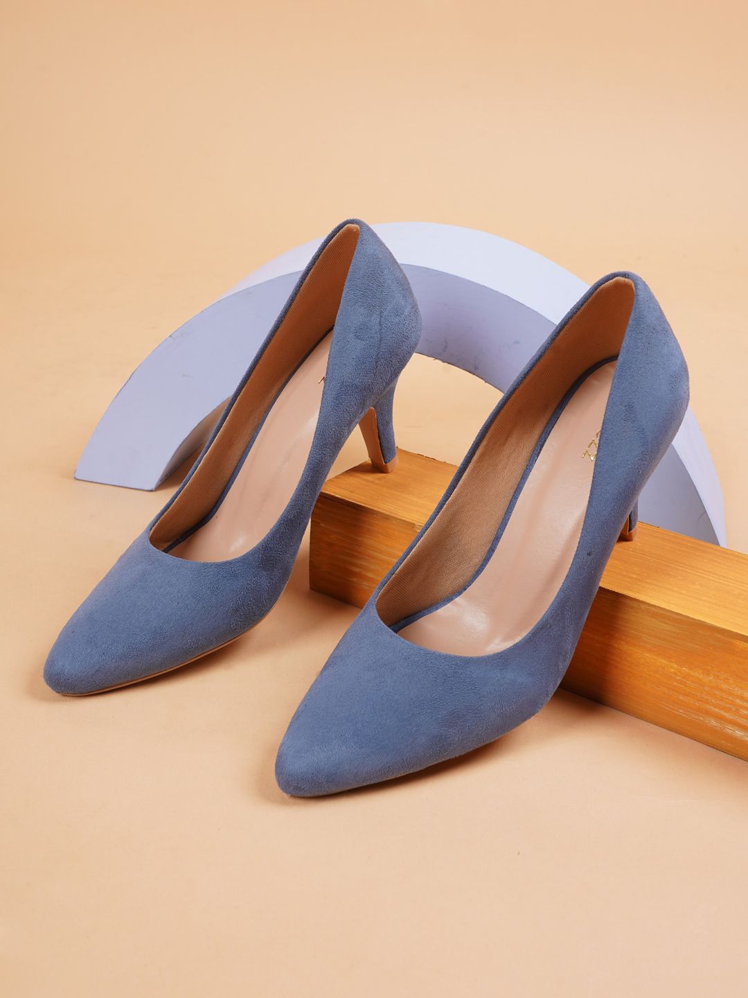 Rubeezz Blue Solid Slim Heel Pumps Price in India