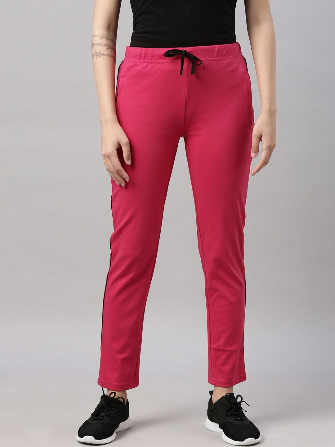 GOLDSTROMS Women Peach Solid Relaxed-Fit Track Pant Price in India