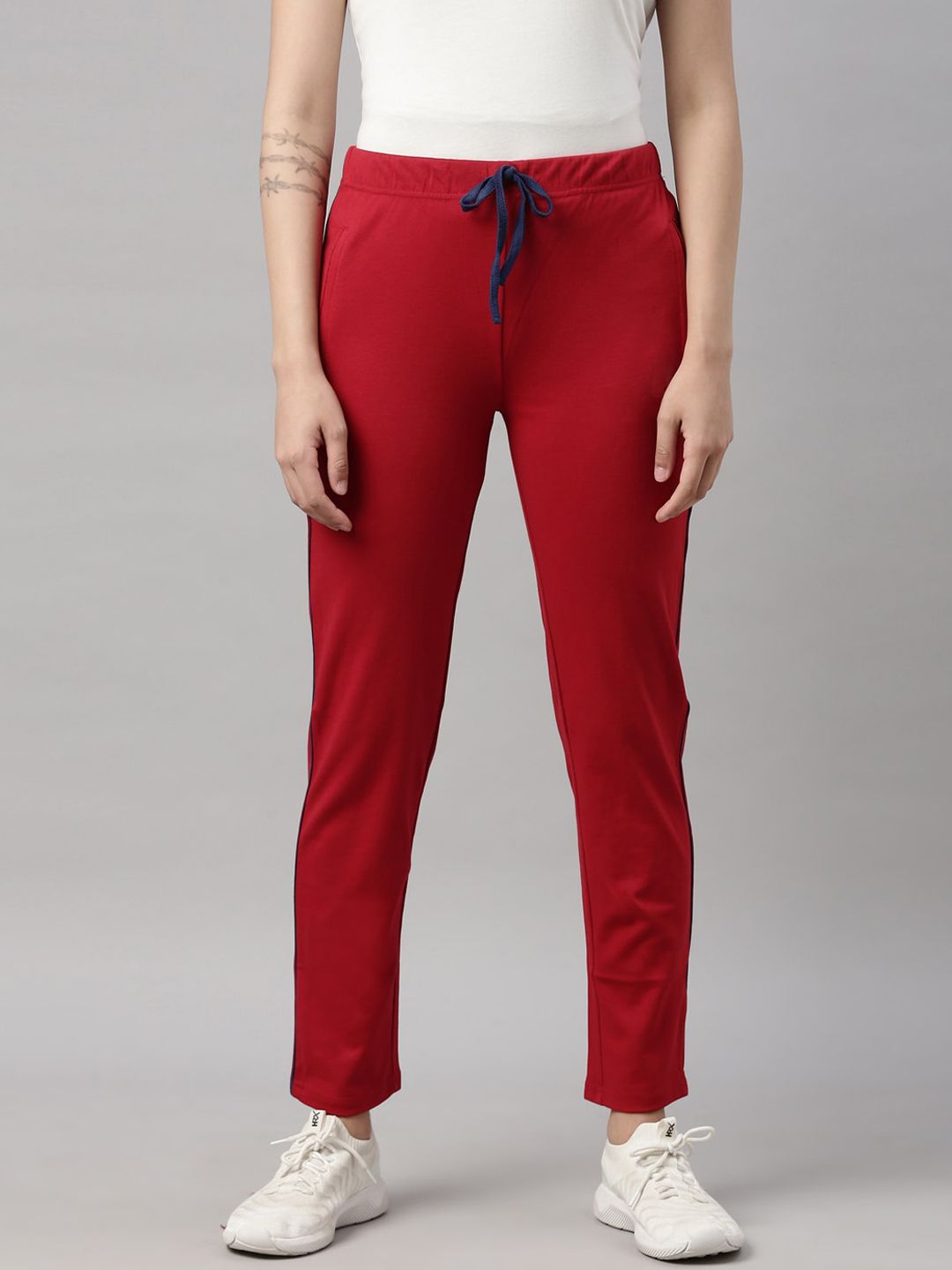 GOLDSTROMS Women Red Solid Relaxed-Fit Training Track Pant Price in India