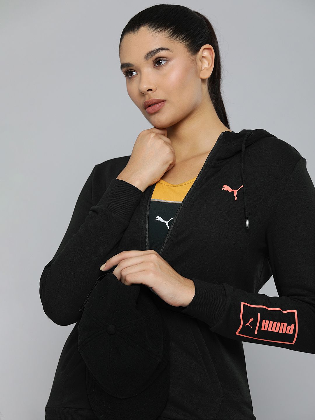 Puma Women Black Solid Hooded Dry CELL Technology Regular Sporty Jacket Price in India