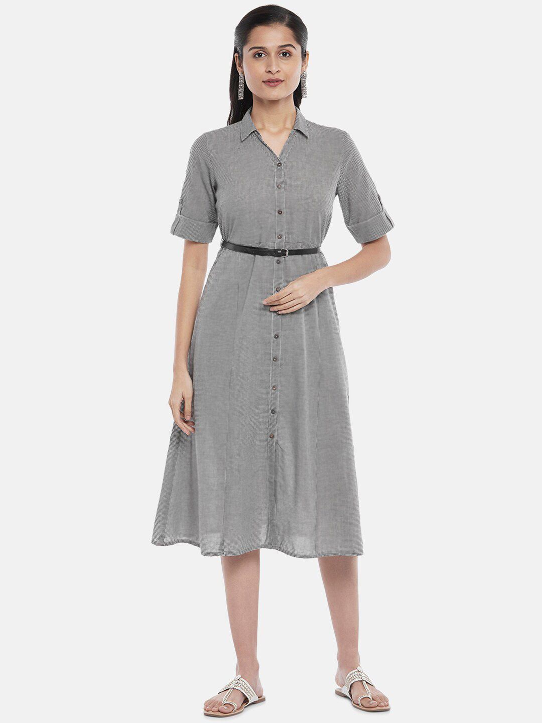 AKKRITI BY PANTALOONS Black Shirt Midi Dress Price in India