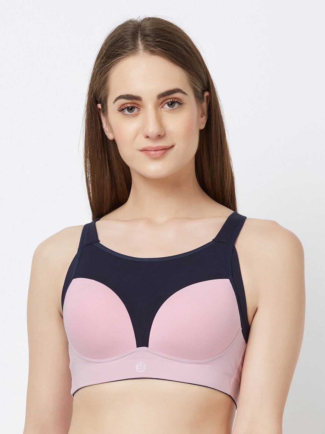 Soie Pink & Navy Blue Workout Bra - Lightly Padded Price in India