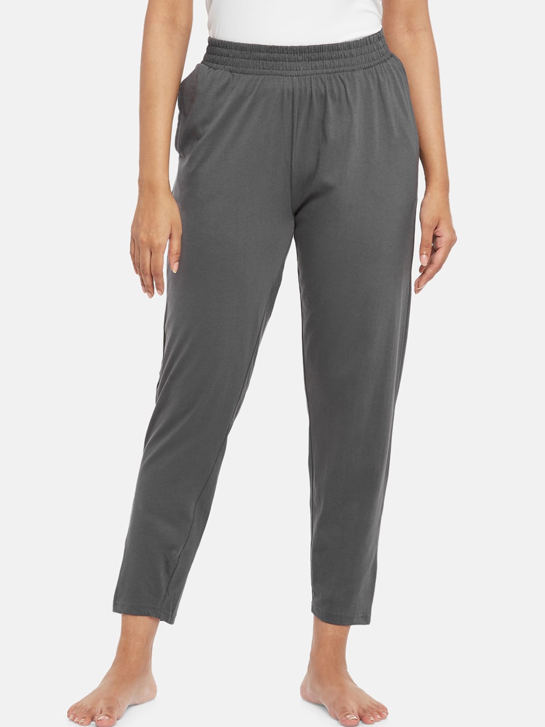 People Women Grey Solid Lounge Pants Price in India