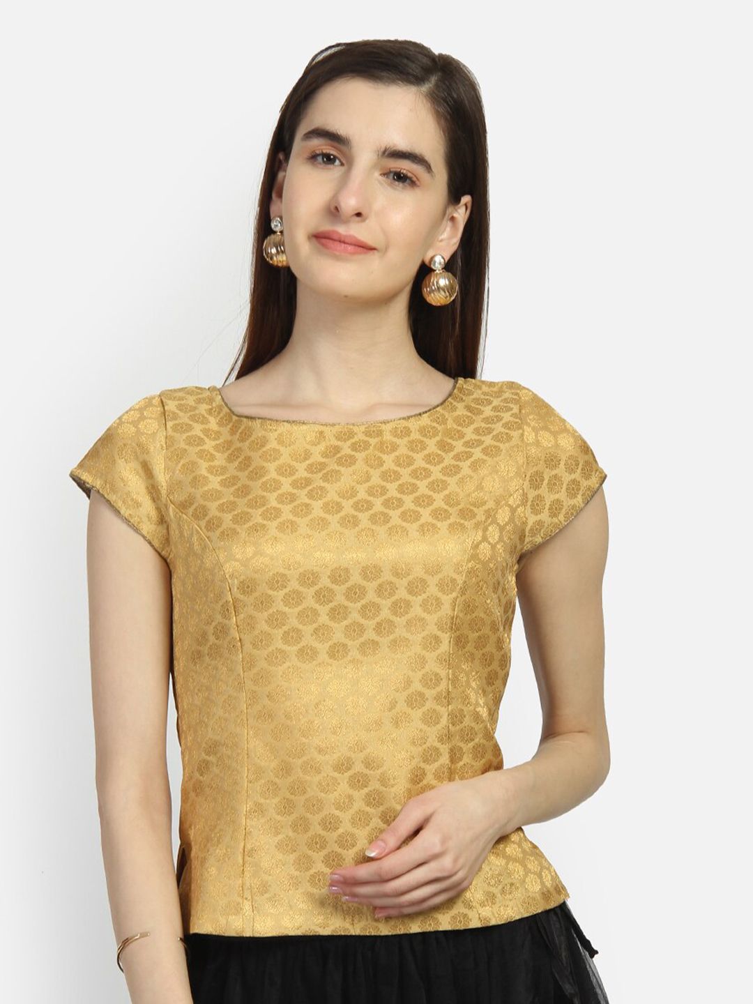 studio rasa Gold-Toned Brocade Koti Top