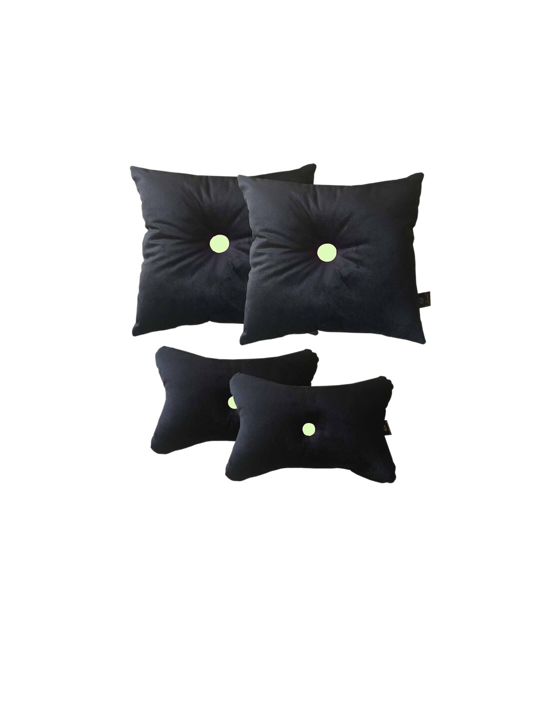 Lushomes Black Set of 4 Velvet Car Cushion Neck Rest Pillow Price in India