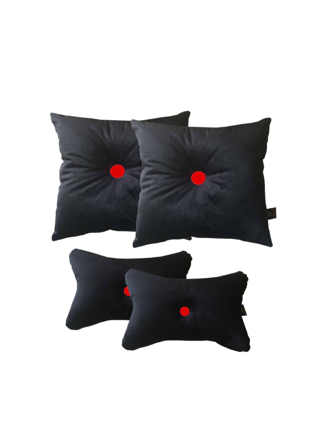 Lushomes Set Of 4 Black Solid Car & Neck Pillows Price in India
