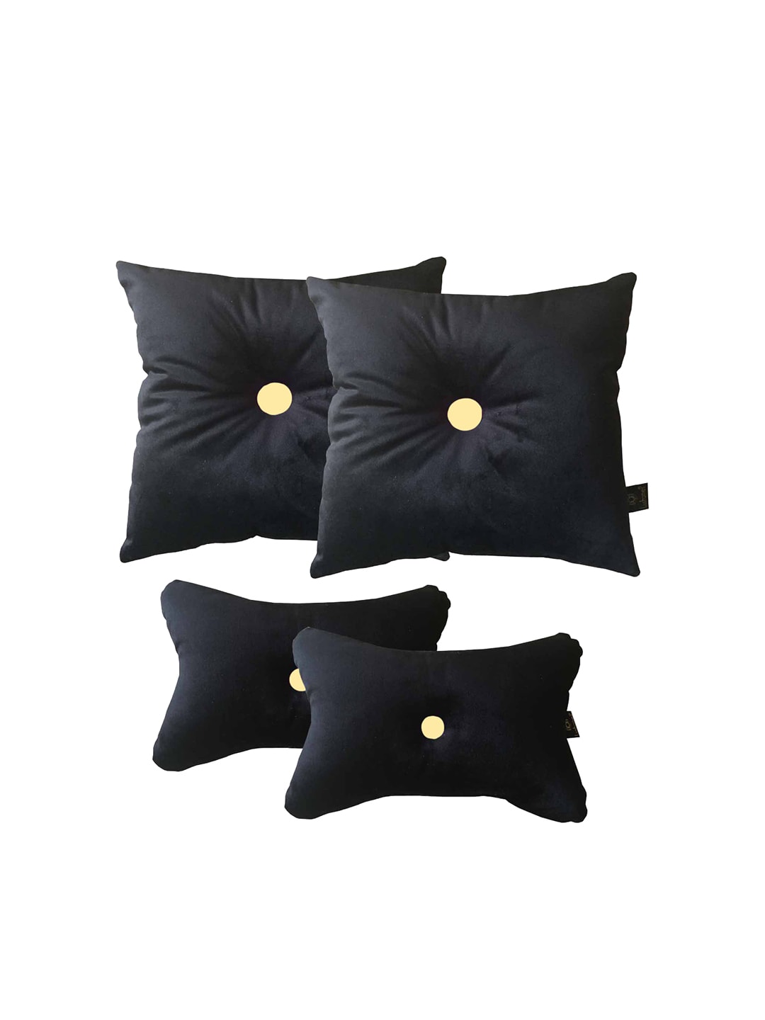 Lushomes Black Set of 4 Solid Velvet Neck Rest Car Cushions Price in India