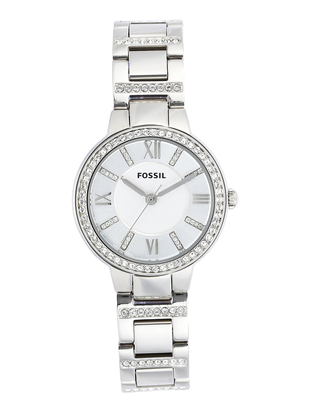 Fossil Women Silver-Toned Virginia Embellished Analogue Watch ES3282 Price in India