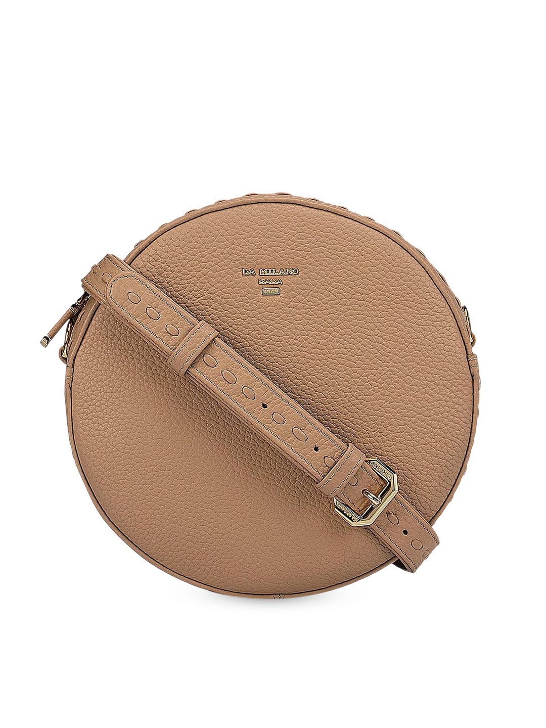 Da Milano Beige Leather Structured Sling Bag Price in India