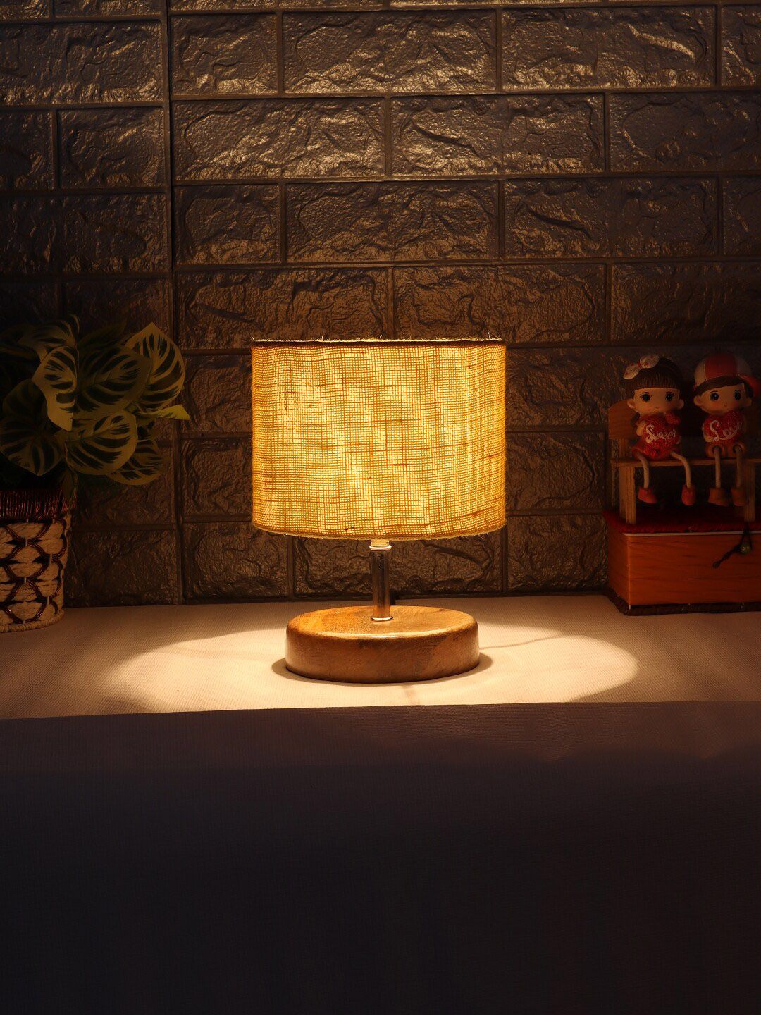 Devansh Yellow Traditional Table Lamp With Jute Shade Price in India