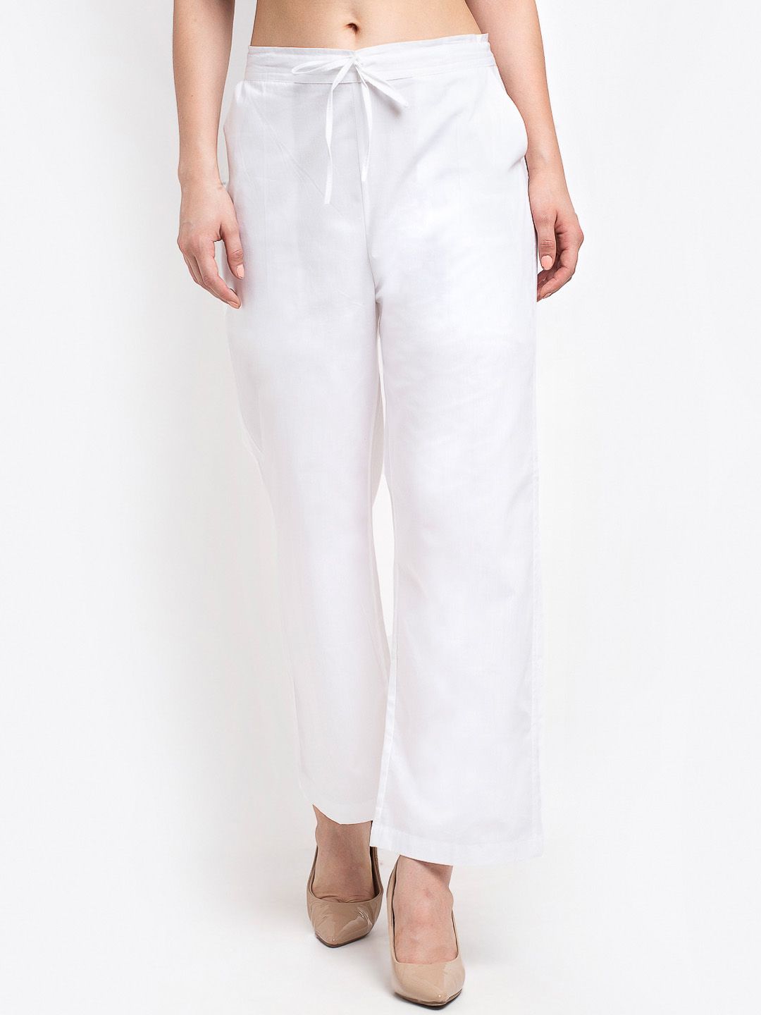 GRACIT Women White Loose Fit Trousers Price in India