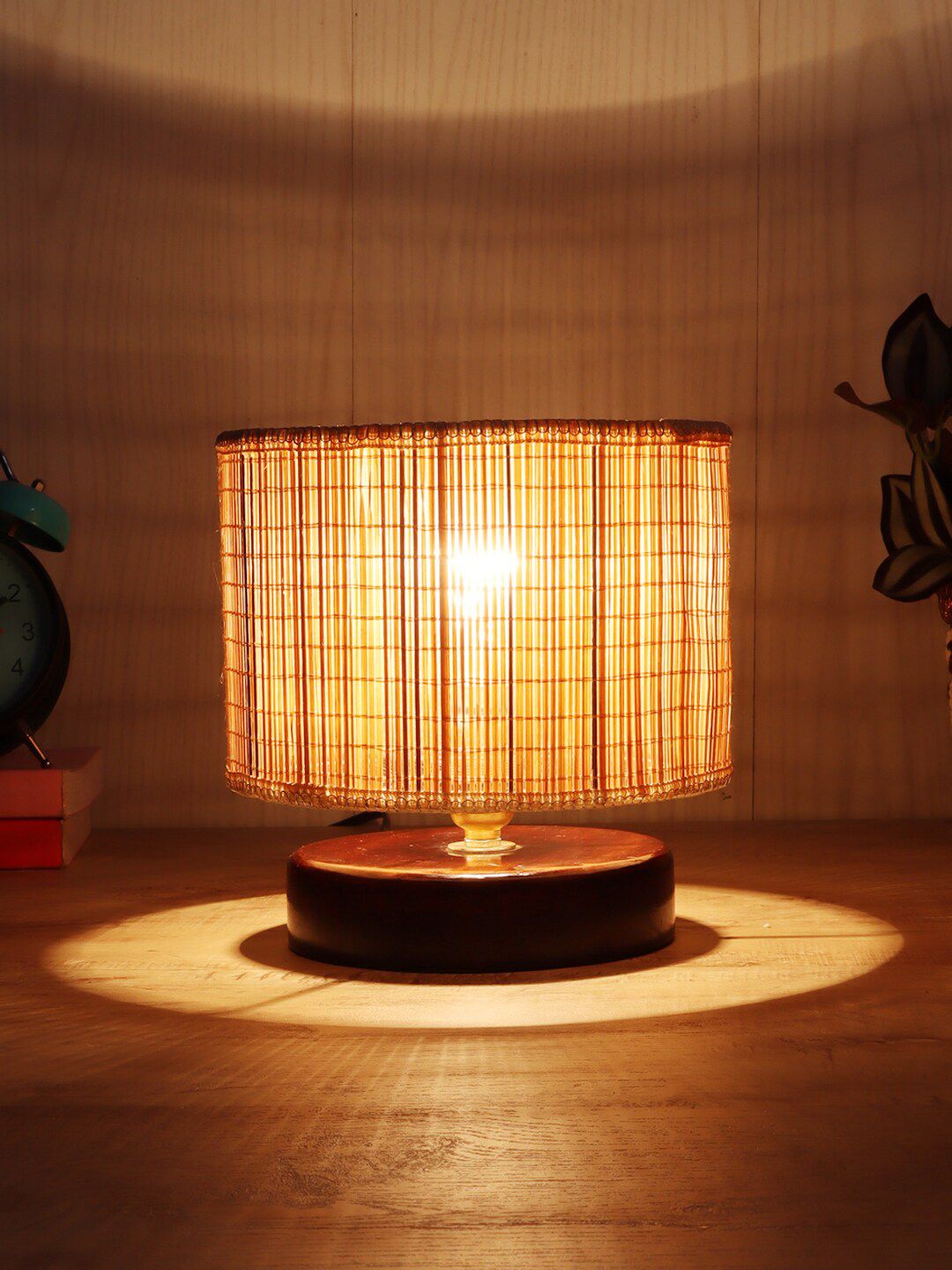 Devansh Beige Contemporary Table Lamp With Bamboo Shade Price in India
