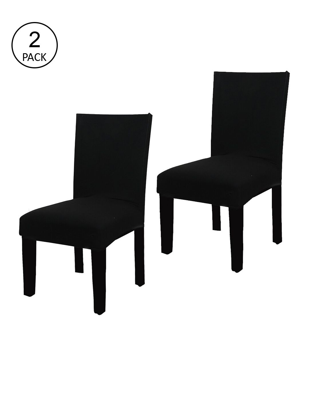 HOUSE OF QUIRK Set Of 2 Black Solid Stretch Protector Chair Seat Slipcovers Price in India
