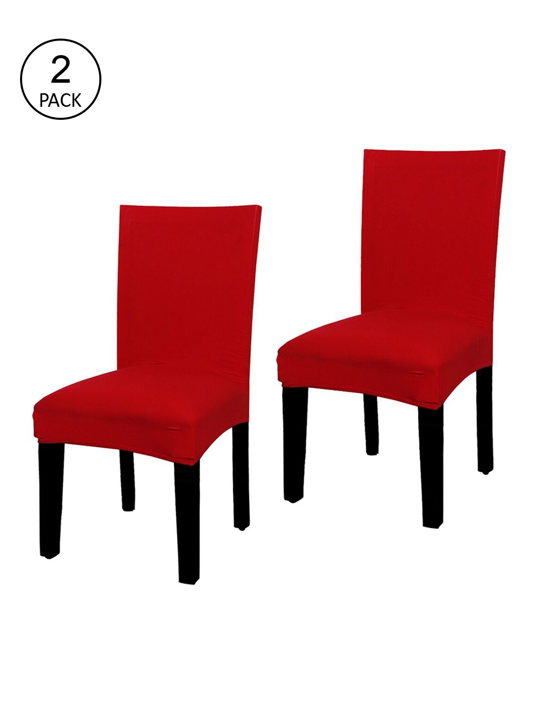 HOUSE OF QUIRK Set Of 2 Red Solid Stretch Protector Chair Seat Slipcovers