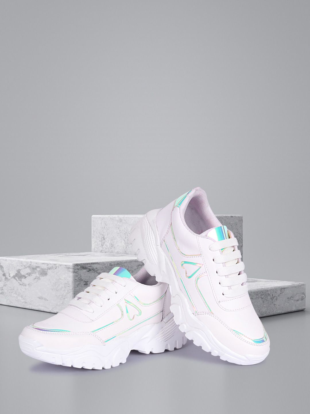 ZAPATOZ Women White Solid Lightweight PU Sneakers Price in India