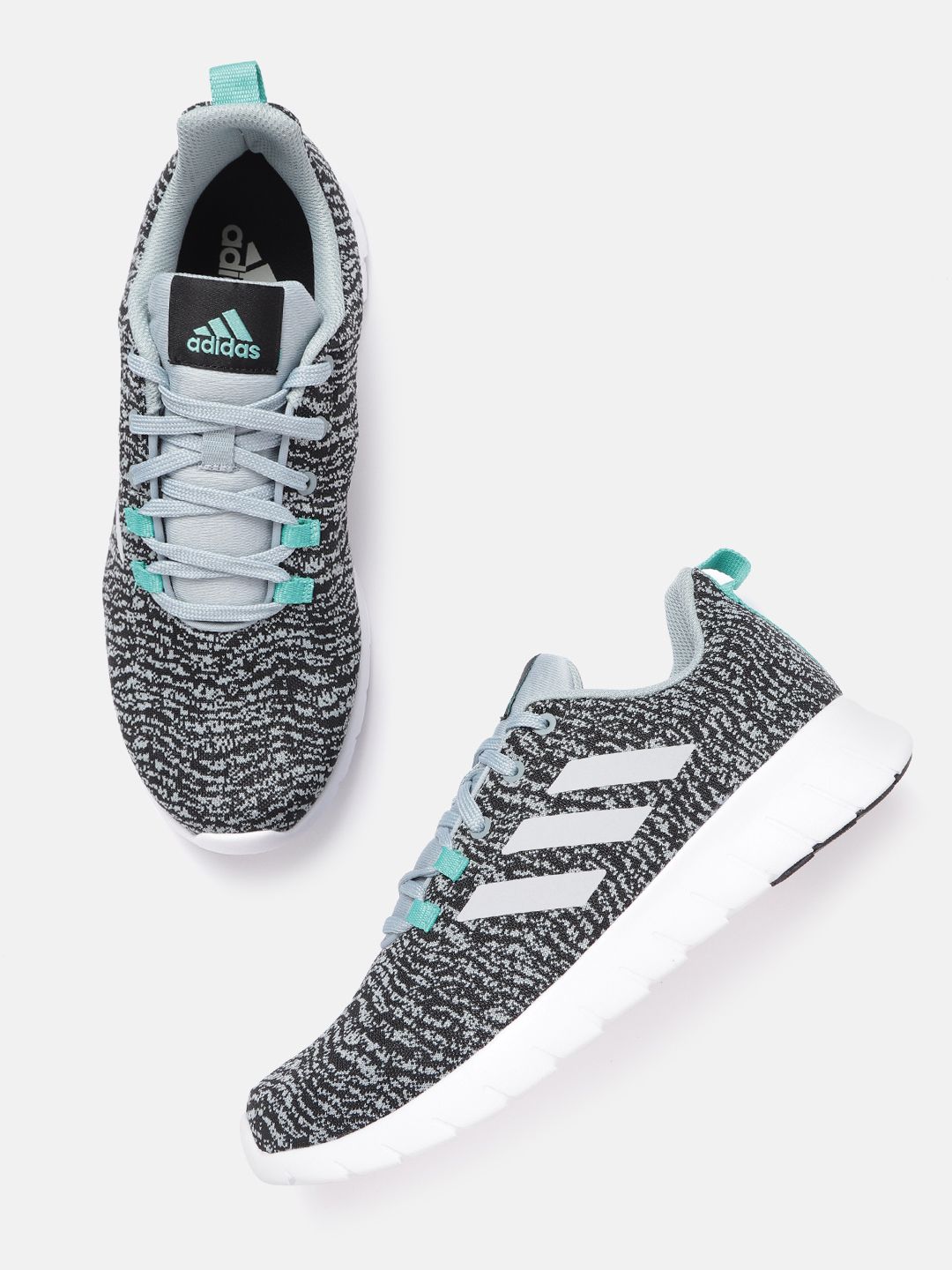 ADIDAS Women Black & Grey Woven Design Adi Zoom Running Shoes Price in India