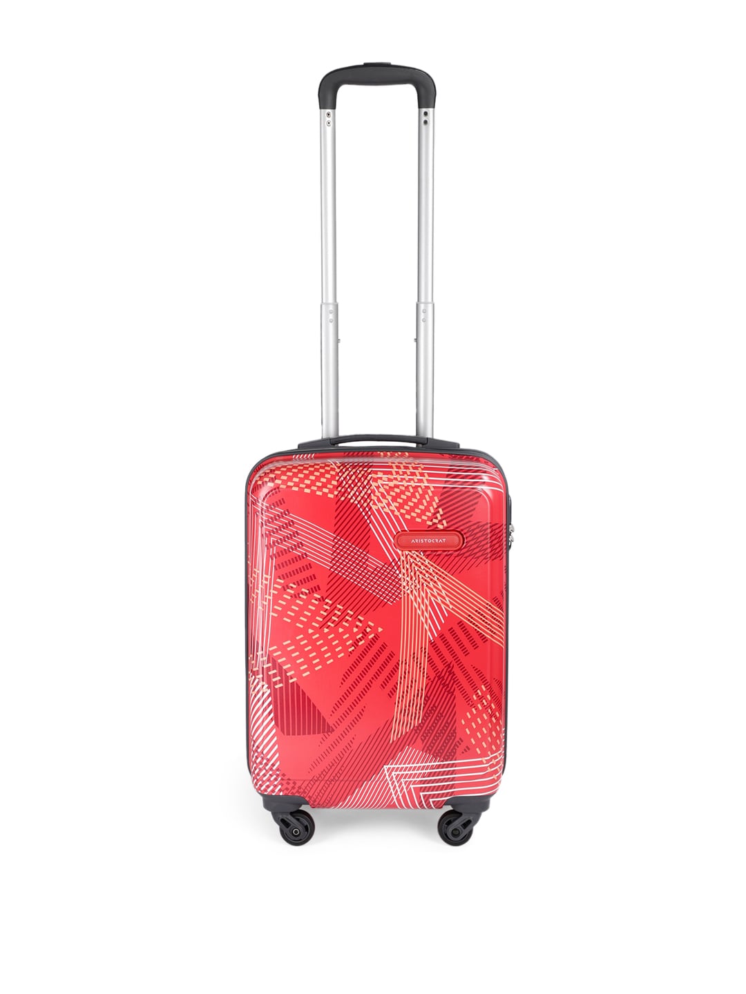 Aristocrat Red Printed DUAL EDGE 55 Cabin Trolley Suitcase Price in India