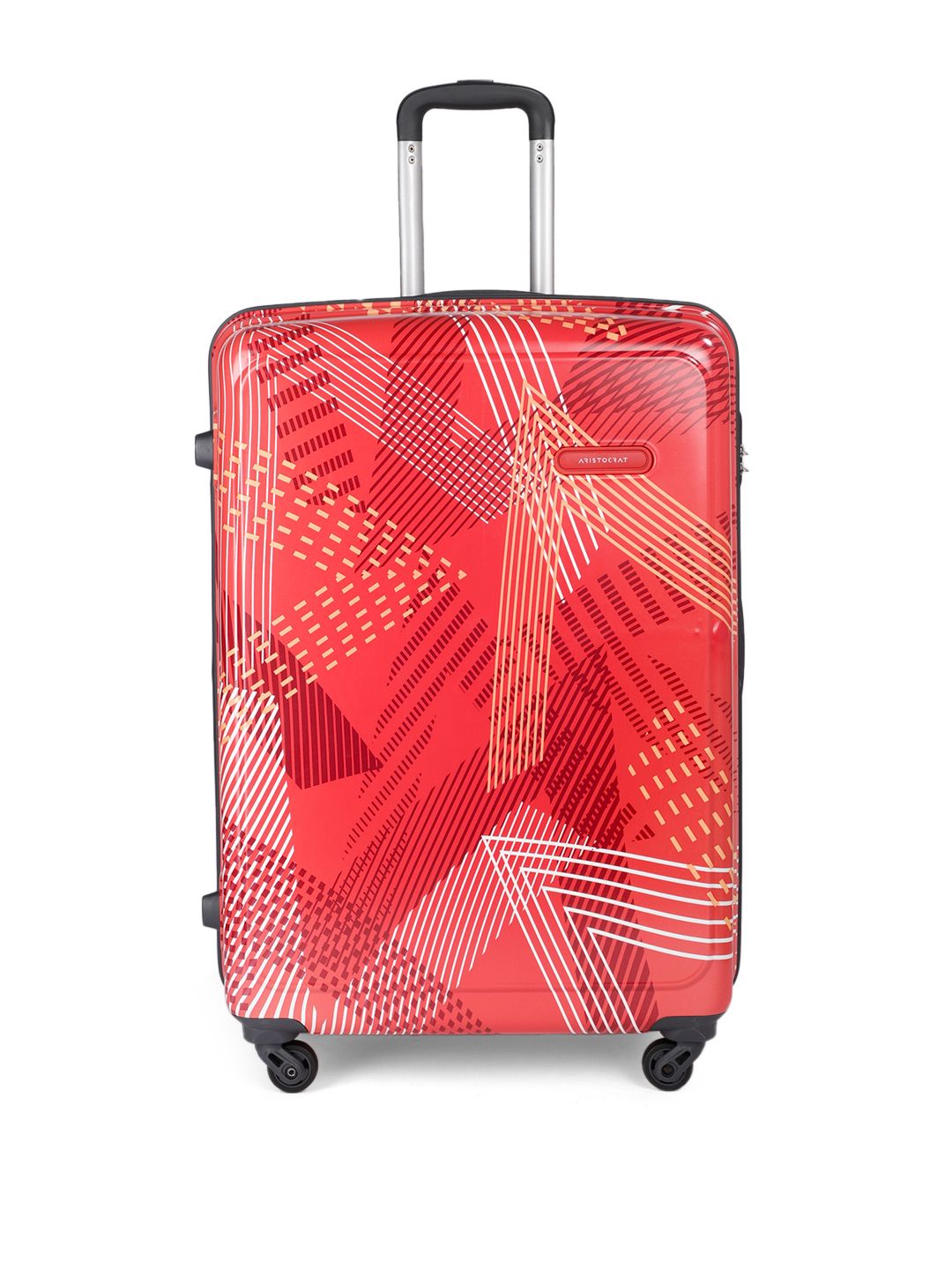 Aristocrat Red Printed Dual Edge 75 360 Large Trolley Suitcase Price in India