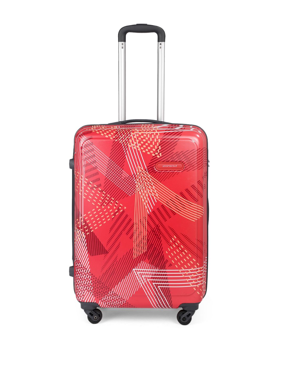 Aristocrat Red Printed Dual Edge 65 360 Medium Trolley Suitcase Price in India