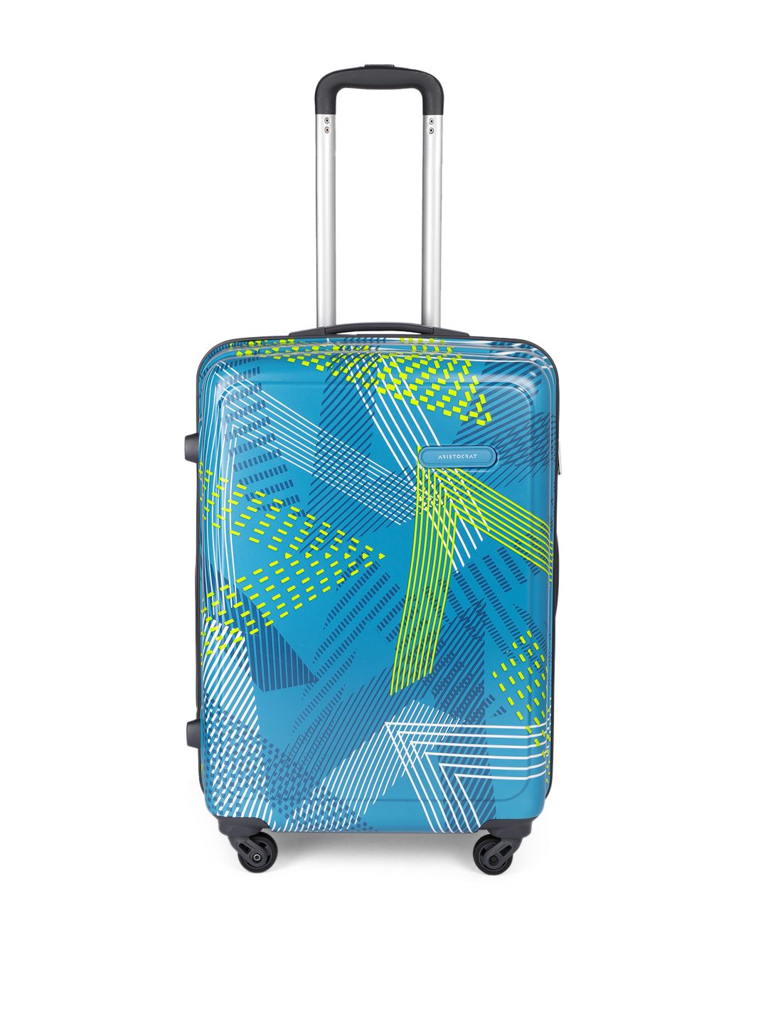 Aristocrat Blue Printed Dual Edge 65 360 Medium Trolley Suitcase Price in India