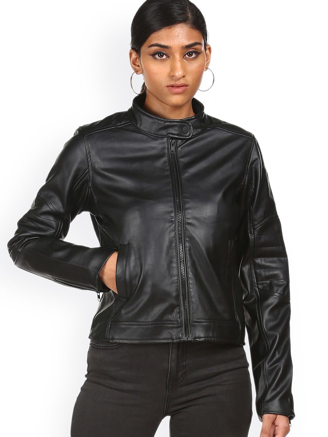 Sugr Women Black Biker Jacket Price in India