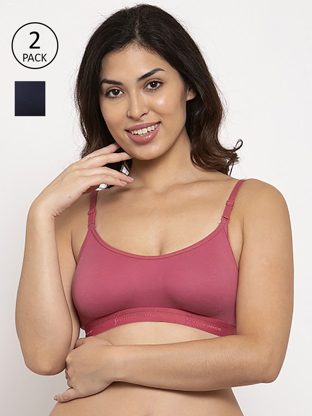 Innocence Pink & Black Non Padded Non Wired Sports Bra Price in India